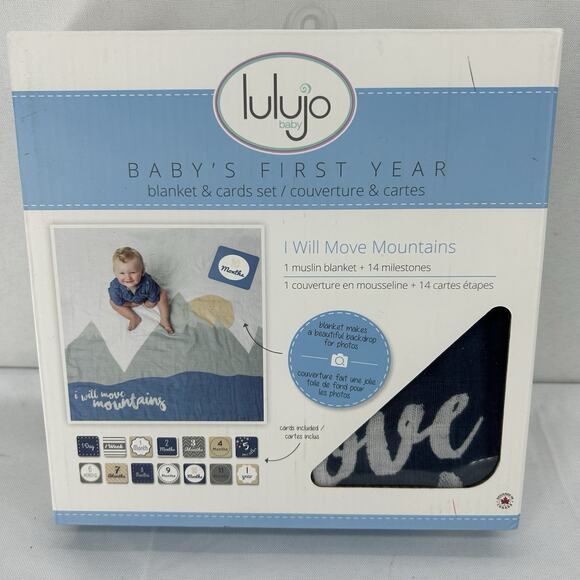Lulujo Baby Cotton Muslin Blanket I Will Move Mountains Throw Boy Monthly Count - Picture 1 of 6